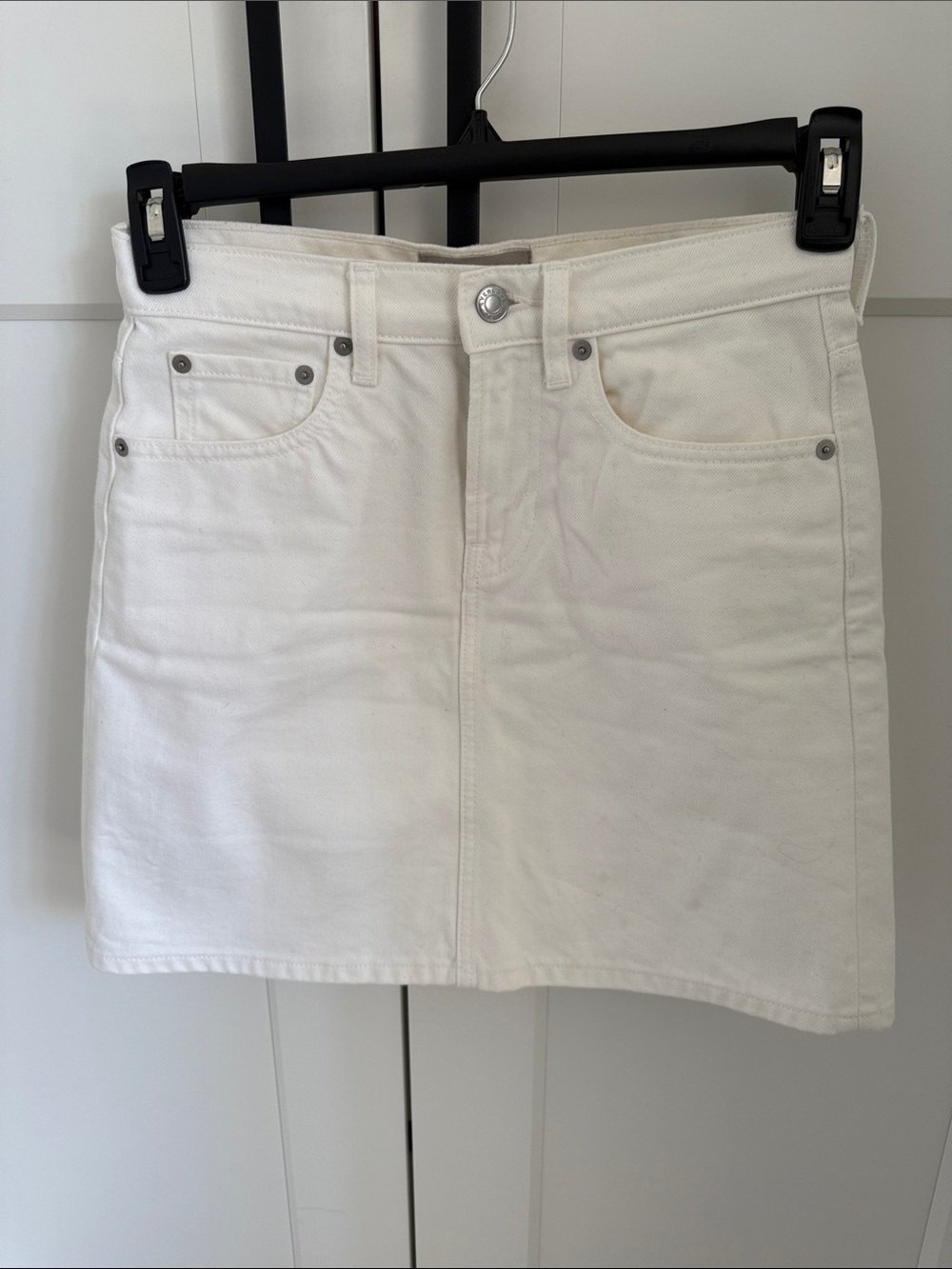 Everlane White Denim Mini Skirt - Clean A-Line